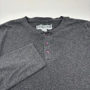 Knickerbocker Mens Small Dark Gray Long Sleeve Thermal Henley Shirt